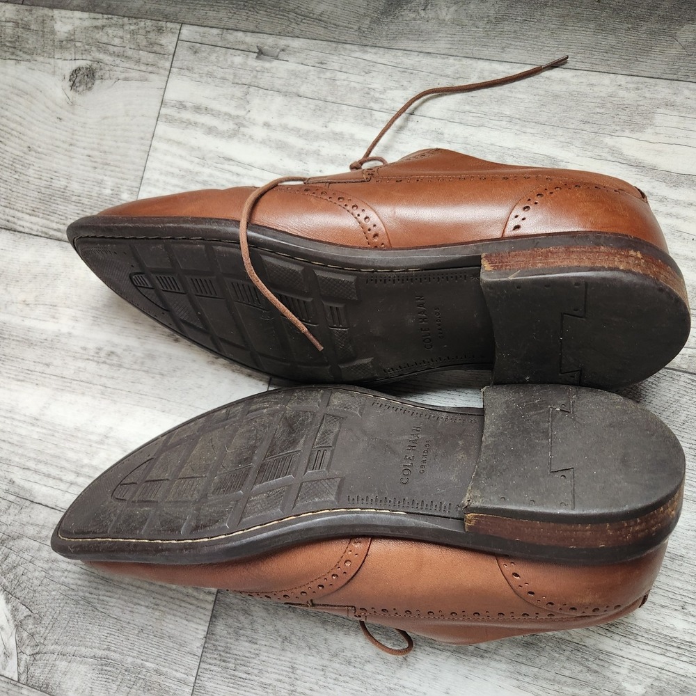 Cole Haan Men Size 10.5 M Grand OS Wingtip Oxford Leather Shoes Brown C20322 - Picture 4 of 8
